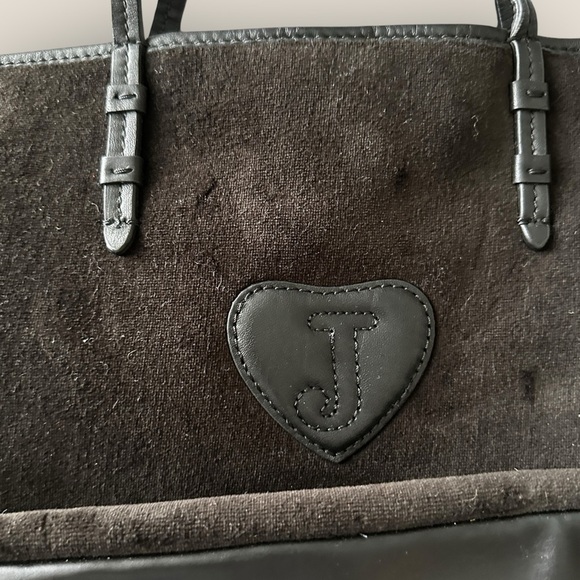 Juicy Couture | Vintage Suede Tote Bag | Black/Brown with Gold Interior - Picture 6 of 8